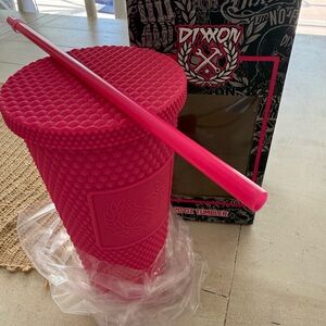 DIXXON Vibrant Pink Textured Tumbler with Straw